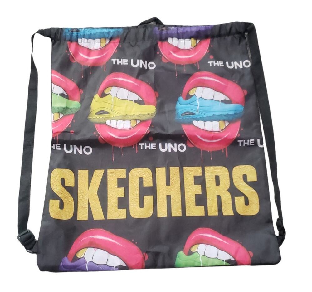 Skechers The Uno Mouth Teeth Shoe Nylon Promotional Drawstring Backpack Tote